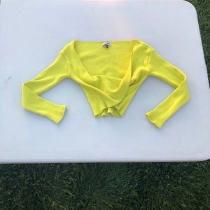 Bright Yellow Fashion Nova Crop Top Long sleeve